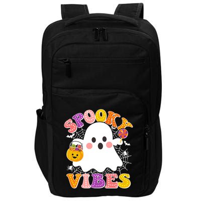 Funny Halloween Spooky Vibes Trick Or Treating Ghost Impact Tech Backpack