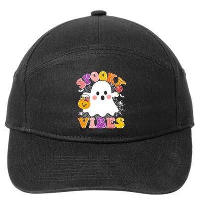 Funny Halloween Spooky Vibes Trick Or Treating Ghost 7-Panel Snapback Hat