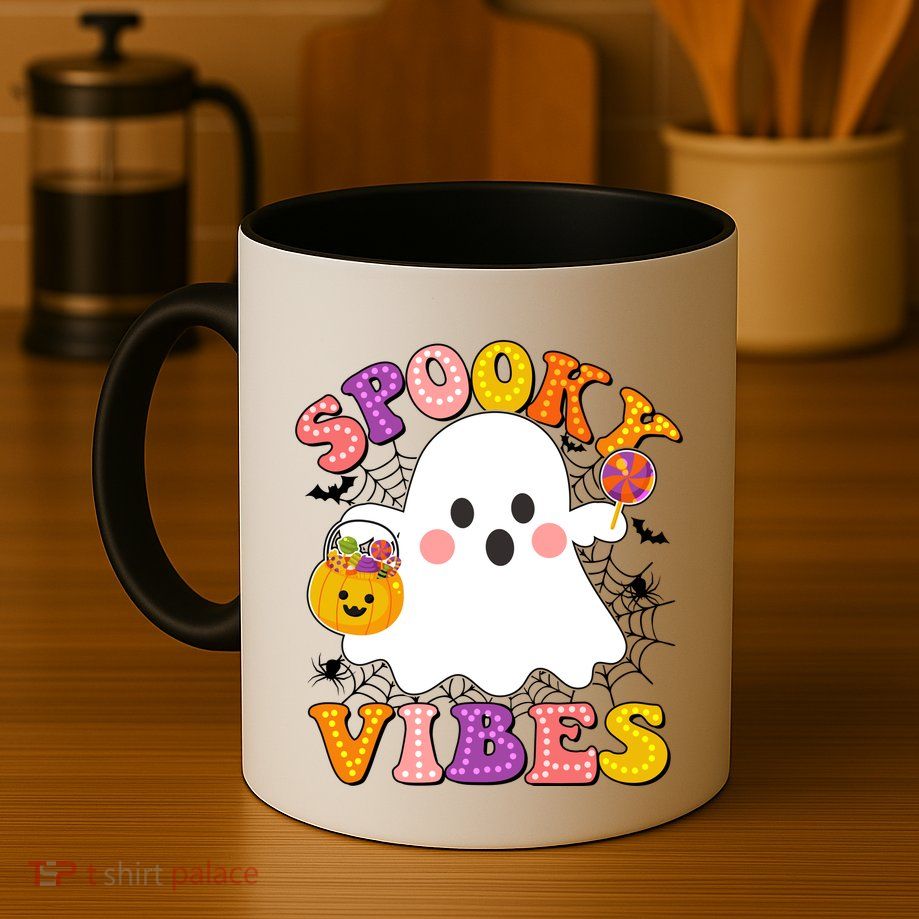 Funny Halloween Spooky Vibes Trick Or Treating Ghost Mug