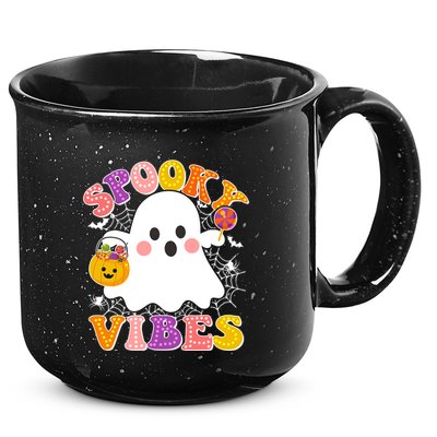 Funny Halloween Spooky Vibes Trick Or Treating Ghost 15oz Campfire Ceramic Mug