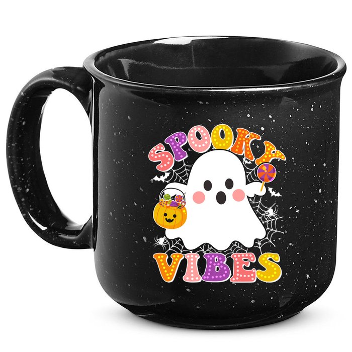 Funny Halloween Spooky Vibes Trick Or Treating Ghost 15oz Campfire Ceramic Mug