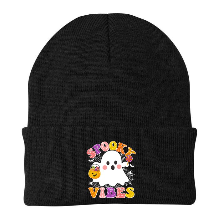 Funny Halloween Spooky Vibes Trick Or Treating Ghost Beanie