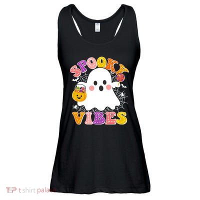 Funny Halloween Spooky Vibes Trick Or Treating Ghost Ladies Essential Flowy Tank