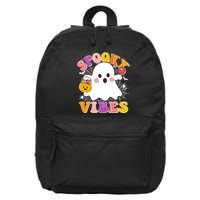Funny Halloween Spooky Vibes Trick Or Treating Ghost 16 in Basic Backpack