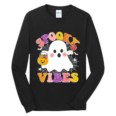 Funny Halloween Spooky Vibes Trick Or Treating Ghost Tall Long Sleeve T-Shirt