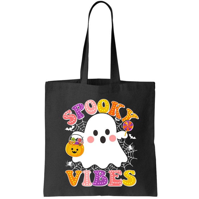 Funny Halloween Spooky Vibes Trick Or Treating Ghost Bag