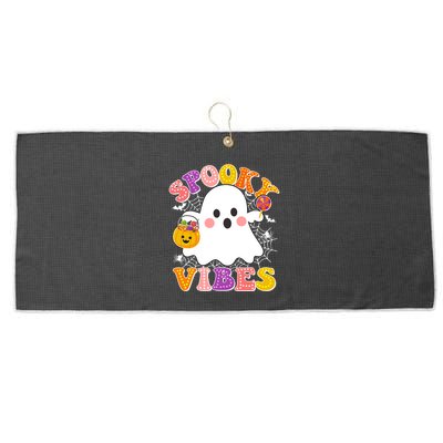 Funny Halloween Spooky Vibes Trick Or Treating Ghost Large Microfiber Waffle Golf Towel