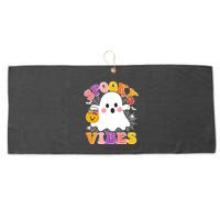 Funny Halloween Spooky Vibes Trick Or Treating Ghost Large Microfiber Waffle Golf Towel