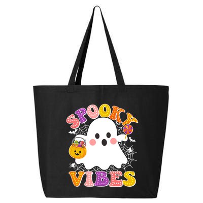 Funny Halloween Spooky Vibes Trick Or Treating Ghost 25L Jumbo Tote