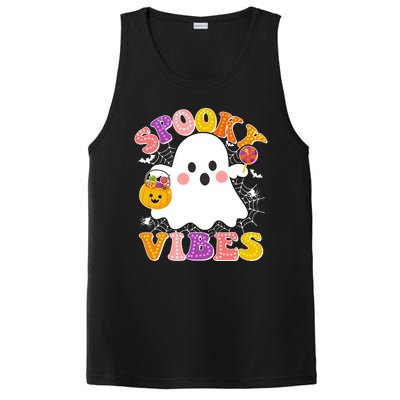 Funny Halloween Spooky Vibes Trick Or Treating Ghost PosiCharge Competitor Tank