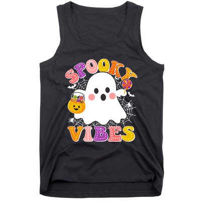 Funny Halloween Spooky Vibes Trick Or Treating Ghost Tank Top