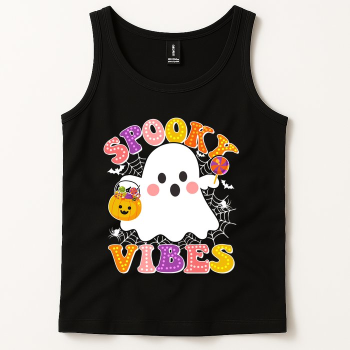 Funny Halloween Spooky Vibes Trick Or Treating Ghost Tank Top