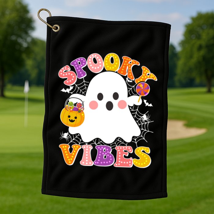 Funny Halloween Spooky Vibes Trick Or Treating Ghost Golf Towel