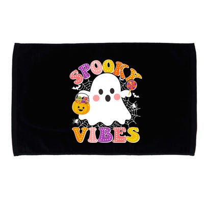 Funny Halloween Spooky Vibes Trick Or Treating Ghost Microfiber Hand Towel