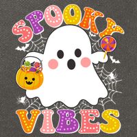 Funny Halloween Spooky Vibes Trick Or Treating Ghost Cotton Canvas Backpack