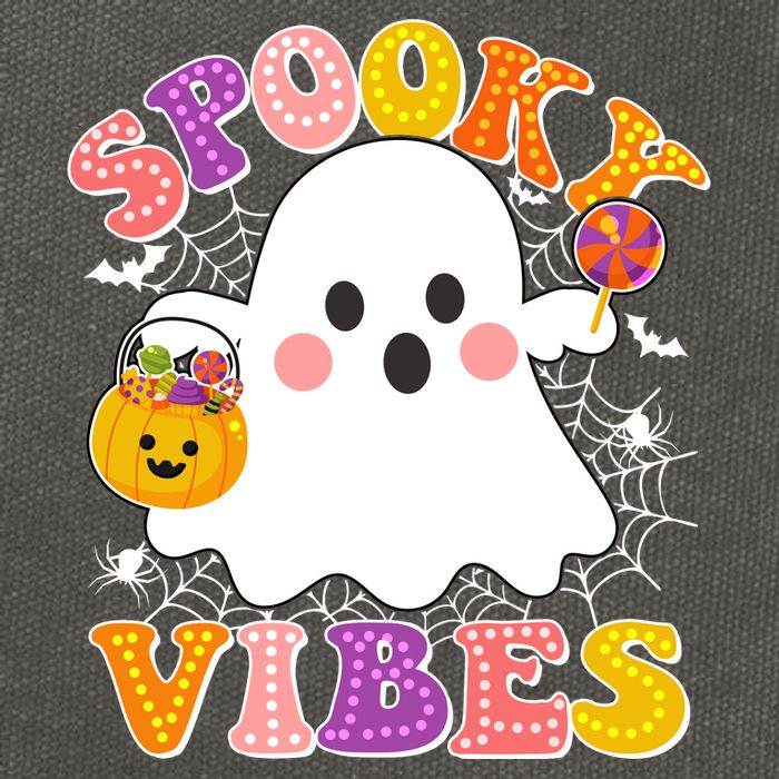 Funny Halloween Spooky Vibes Trick Or Treating Ghost Cotton Canvas Backpack