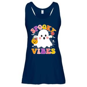 Funny Halloween Spooky Vibes Trick Or Treating Ghost Ladies Essential Flowy Tank