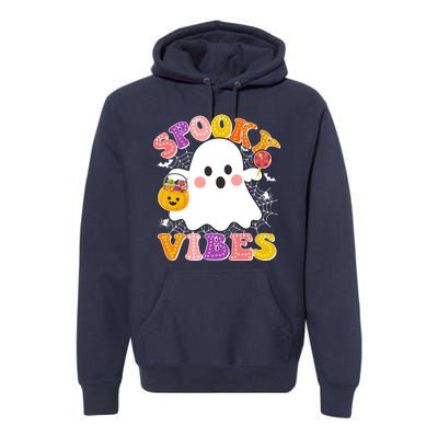 Funny Halloween Spooky Vibes Trick Or Treating Ghost Premium Hoodie