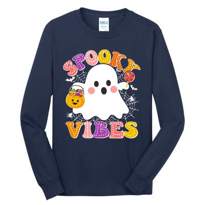 Funny Halloween Spooky Vibes Trick Or Treating Ghost Tall Long Sleeve T-Shirt