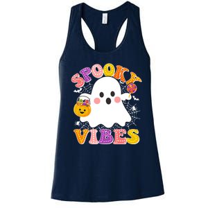 Funny Halloween Spooky Vibes Trick Or Treating Ghost Women's Racerback Tank