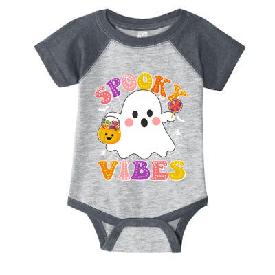 Funny Halloween Spooky Vibes Trick Or Treating Ghost Infant Baby Jersey Bodysuit
