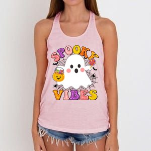 Funny Halloween Spooky Vibes Trick Or Treating Ghost Women's Knotted Racerback Tank