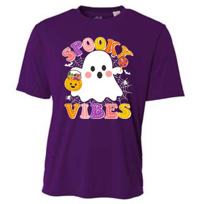 Funny Halloween Spooky Vibes Trick Or Treating Ghost Cooling Performance Crew T-Shirt