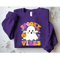 Funny Halloween Spooky Vibes Trick Or Treating Ghost Sweatshirt
