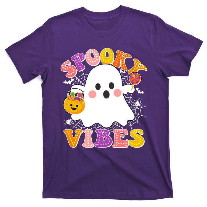 Funny Halloween Spooky Vibes Trick Or Treating Ghost T-Shirt