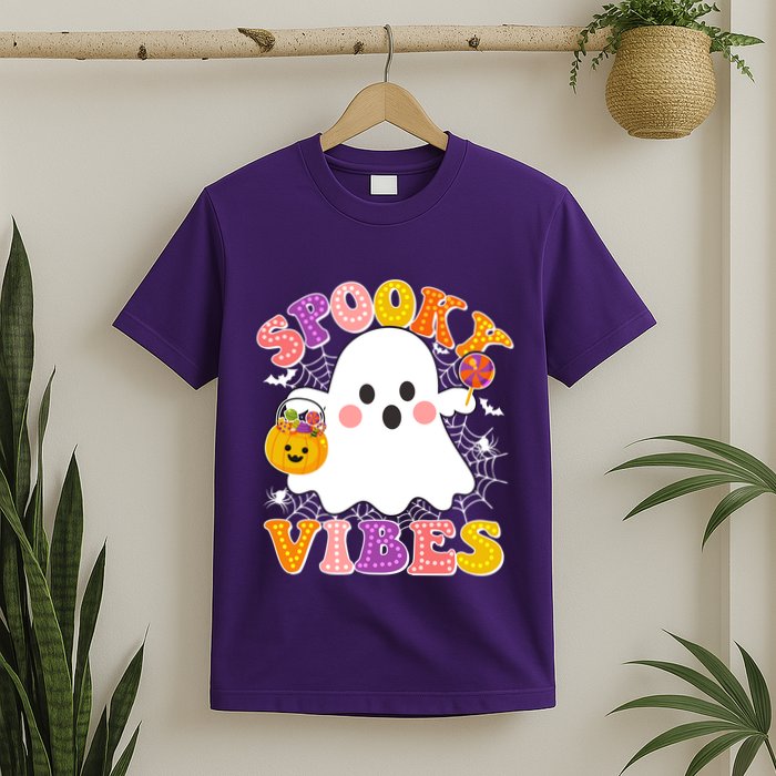 Funny Halloween Spooky Vibes Trick Or Treating Ghost T-Shirt