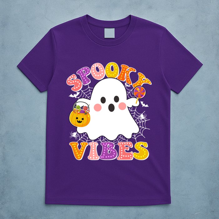 Funny Halloween Spooky Vibes Trick Or Treating Ghost T-Shirt