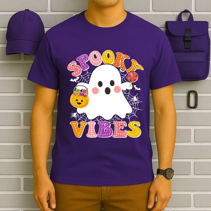 Funny Halloween Spooky Vibes Trick Or Treating Ghost T-Shirt
