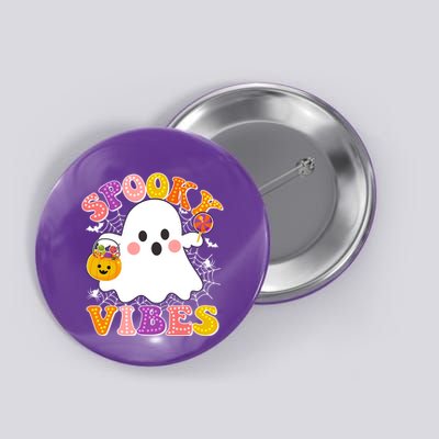 Funny Halloween Spooky Vibes Trick Or Treating Ghost Button
