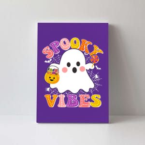 Funny Halloween Spooky Vibes Trick Or Treating Ghost Canvas