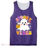 Funny Halloween Spooky Vibes Trick Or Treating Ghost Mesh Reversible Basketball Jersey Tank