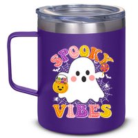 Funny Halloween Spooky Vibes Trick Or Treating Ghost 12oz Stainless Steel Coffee Mug