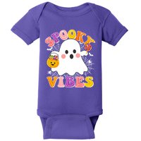 Funny Halloween Spooky Vibes Trick Or Treating Ghost Baby Bodysuit
