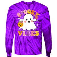 Funny Halloween Spooky Vibes Trick Or Treating Ghost Tie-Dye Long Sleeve Shirt