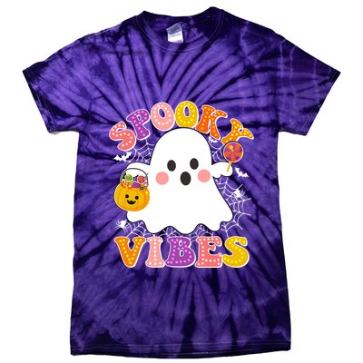 Funny Halloween Spooky Vibes Trick Or Treating Ghost Tie-Dye T-Shirt