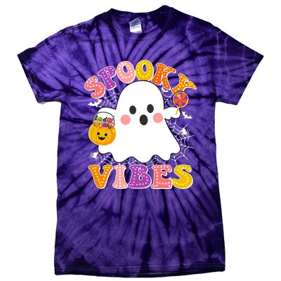 Funny Halloween Spooky Vibes Trick Or Treating Ghost Tie-Dye T-Shirt