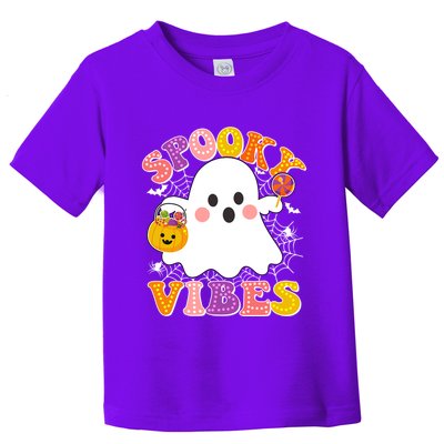 Funny Halloween Spooky Vibes Trick Or Treating Ghost Toddler T-Shirt