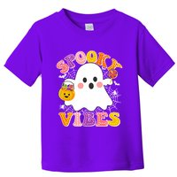 Funny Halloween Spooky Vibes Trick Or Treating Ghost Toddler T-Shirt