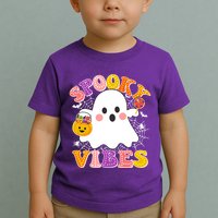 Funny Halloween Spooky Vibes Trick Or Treating Ghost Toddler T-Shirt