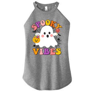 Funny Halloween Spooky Vibes Trick Or Treating Ghost Women's Perfect Tri Rocker Tank