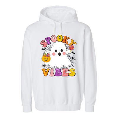 Funny Halloween Spooky Vibes Trick Or Treating Ghost Garment-Dyed Fleece Hoodie