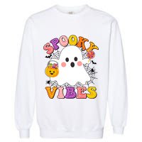 Funny Halloween Spooky Vibes Trick Or Treating Ghost Garment-Dyed Sweatshirt