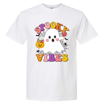 Funny Halloween Spooky Vibes Trick Or Treating Ghost Garment-Dyed Heavyweight T-Shirt