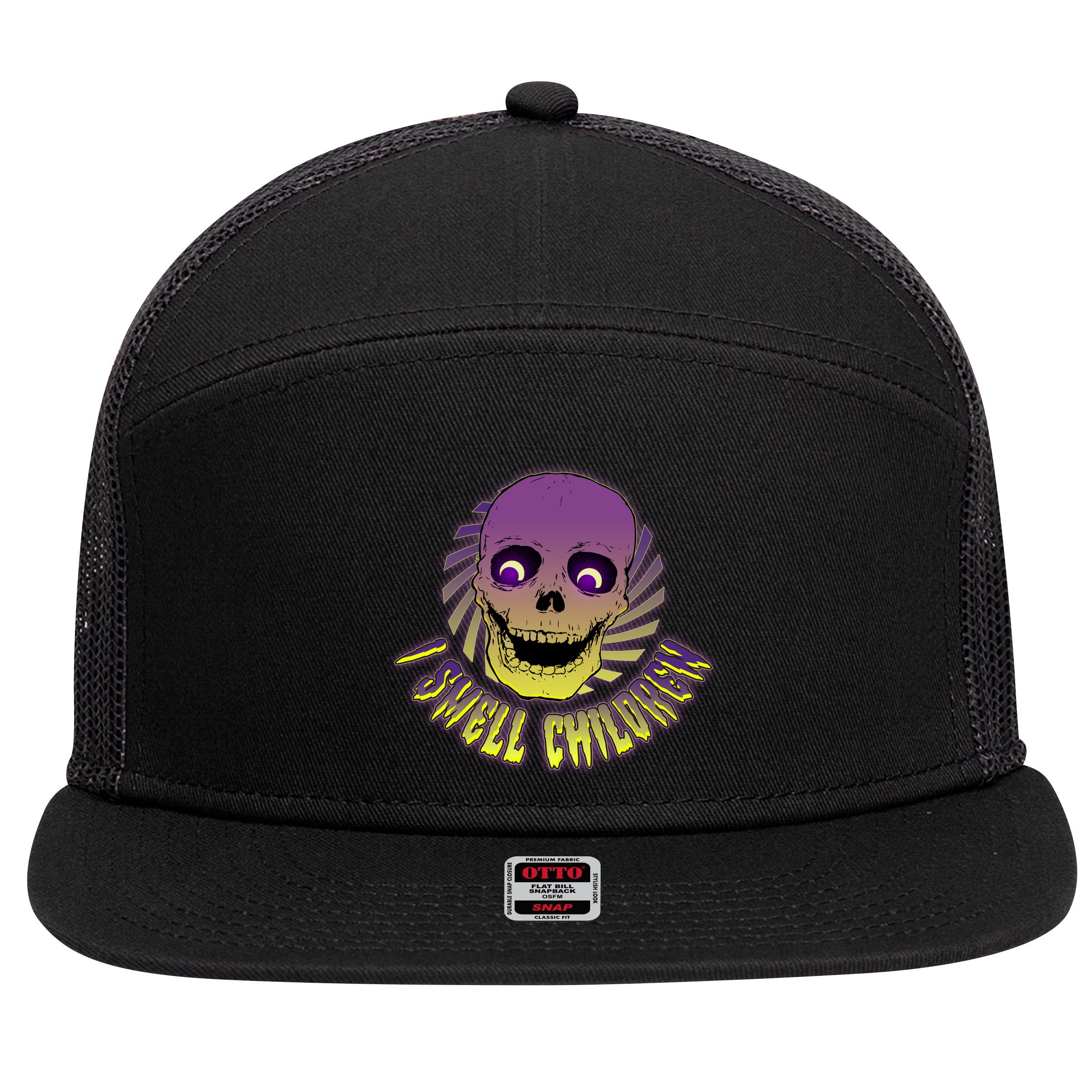 Funny Halloween Skull I Smell Children 7 Panel Mesh Trucker Snapback Hat