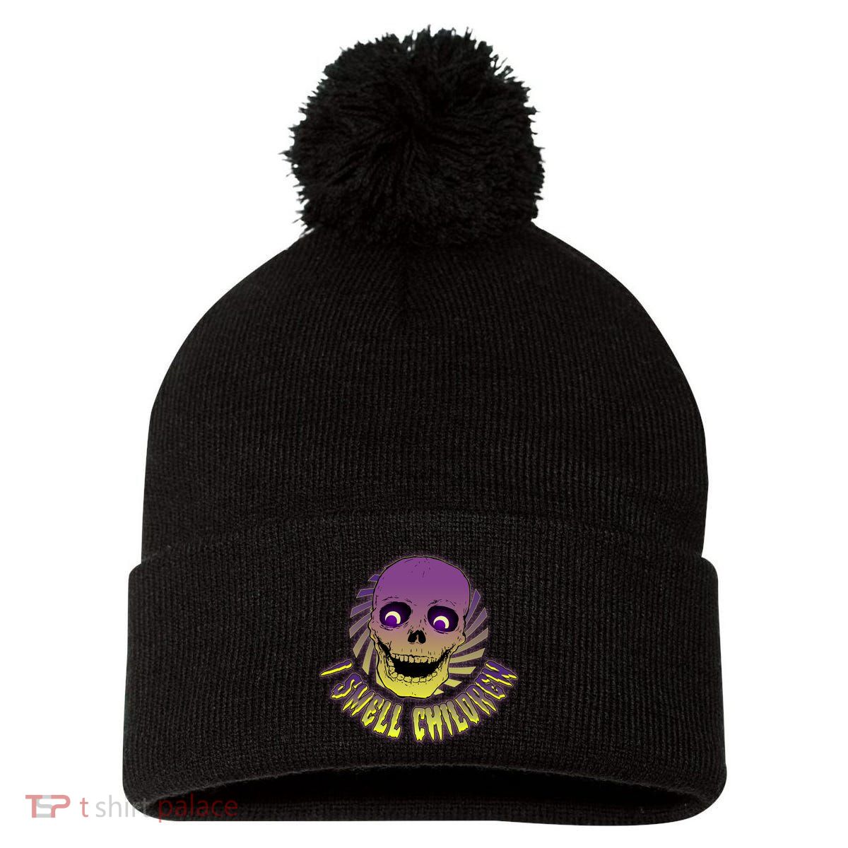 Funny Halloween Skull I Smell Children Pom Pom 12in Knit Beanie