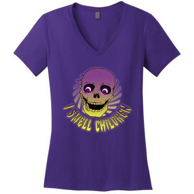 Funny Halloween Skull I Smell Children Women's V-Neck T-Shirt